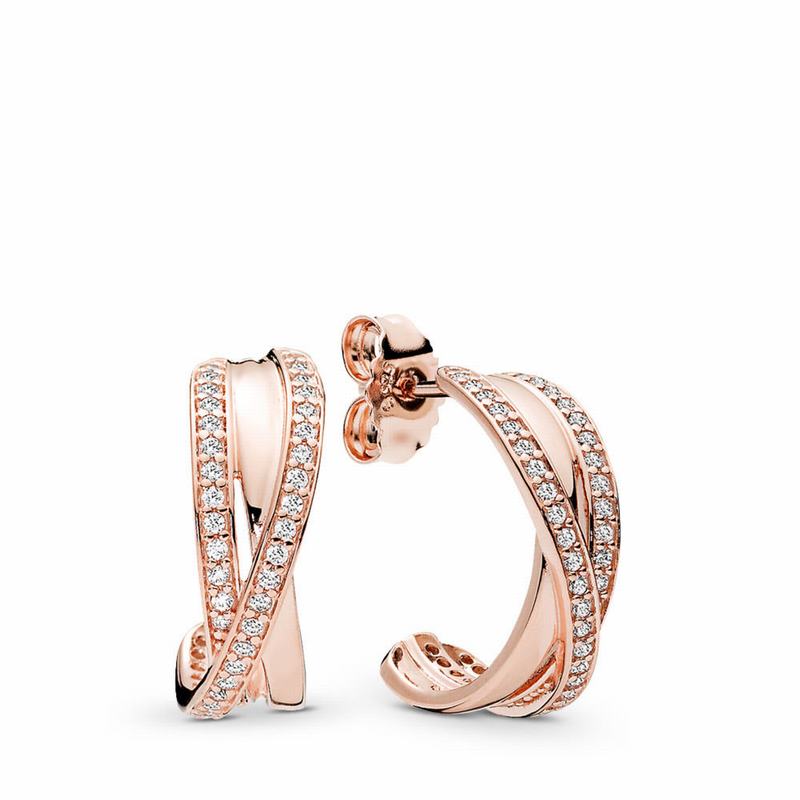 Pandora Rose™ Entwined Hoop Earrings - Pandora Rose/Cubic Zirconia - Canada | KN3550MZ